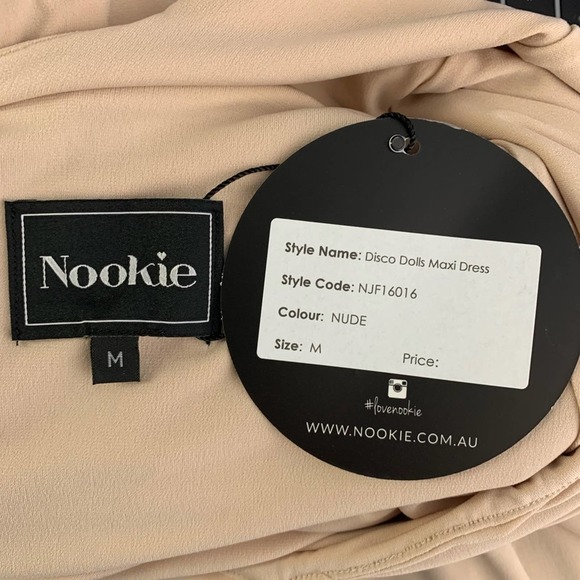 Nookie Disco Dolls Nude Maxi Dress Sz Medium - Picture 11 of 11